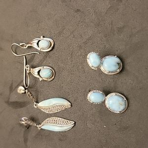 Lot larimar sterling earings.